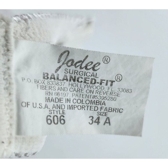 Jodee 606 Surgical Mastectomy Balanced Fit Bra Lace Trim White Size 34A - Picture 9 of 10